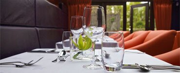 <br/>The Conservatory<br/><br/><br/>The conservatory is one of our more formal dining rooms on the first floor and offers comfortable dining in relaxed surroundings.